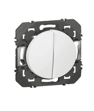 Double interrupteur ou va-et-vient dooxie 10AX 250V~ finition blanc