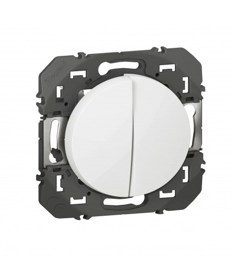 Double interrupteur ou va-et-vient dooxie 10AX 250V~ finition blanc