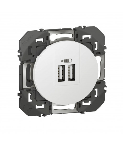 Double Prise USB Type-A dooxie 3A 15W finition blanc