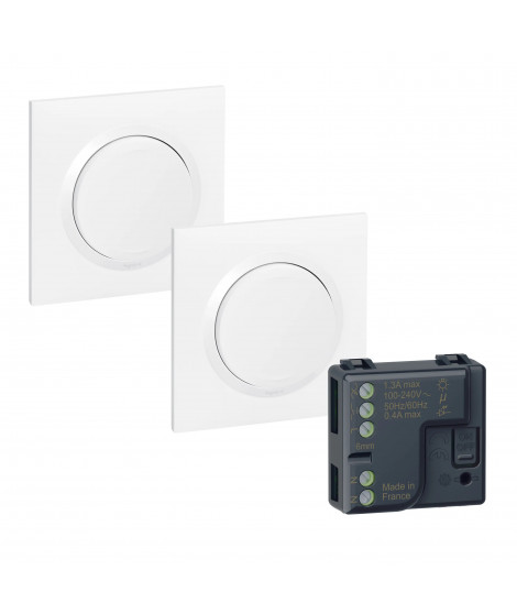 Prêt à poser dooxie 2 commandes sans fil sans pile + 1 micromodule - blanc