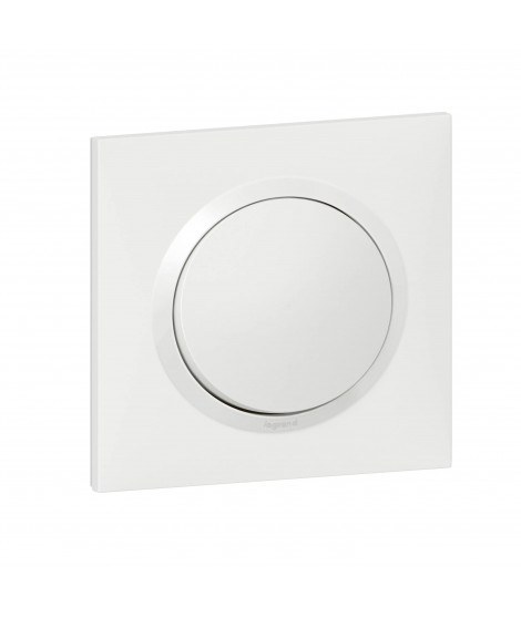 Poussoir dooxie one 6A 250V~ avec plaque carrée blanche et griffes