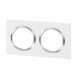 Plaque carrée dooxie 2 postes finition blanc avec bague effet chrome