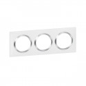 Plaque carrée dooxie 3 postes finition blanc avec bague effet chrome