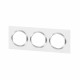 Plaque carrée dooxie 3 postes finition blanc avec bague effet chrome