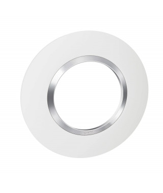 Plaque ronde dooxie 1 poste finition blanc avec bague effet chrome