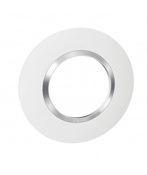 Plaque ronde dooxie 1 poste finition blanc avec bague effet chrome