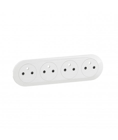 Enjoliveur prise précâblée 4x2P+T compacte Surface Céliane - Blanc