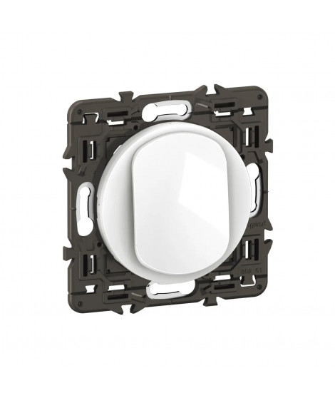 Poussoir inverseur Céliane contact NO+NF 6A - prémonté Blanc