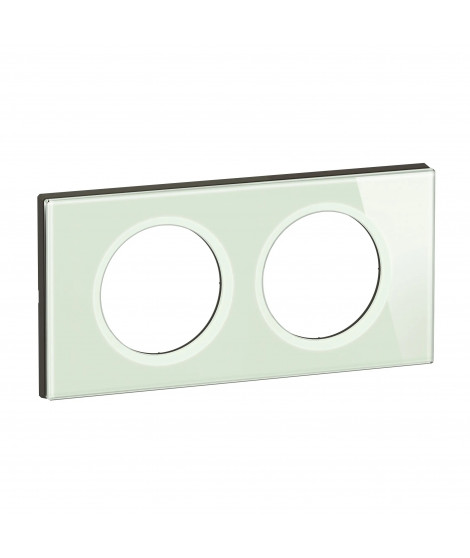 Plaque de finition Céliane 2 postes - Verre Opale Blanc