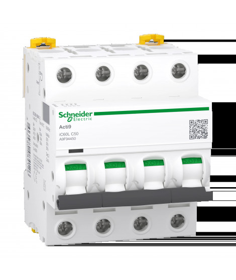 Acti9 iC60L - Disjoncteur - 4P - 50A - Courbe C - 400Vac - 15000A/15kA