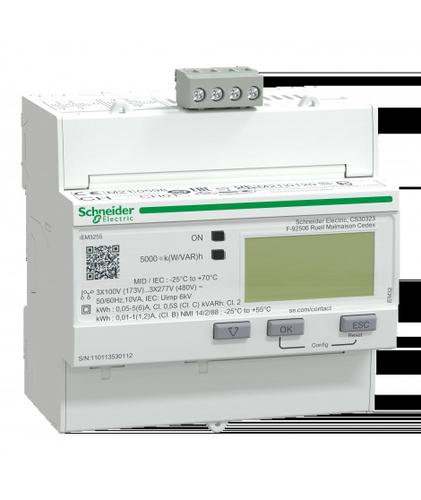 Acti9 iEM - compteur d'énergie tri - TI - multitarif - alarme kW - Modbus - MID