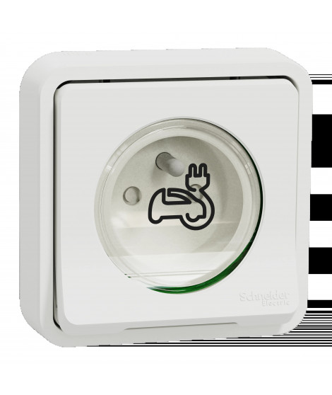 Mureva Styl - Prise courant 2P+T renforcée pour VE - IP55 IK08 -encastre - blanc