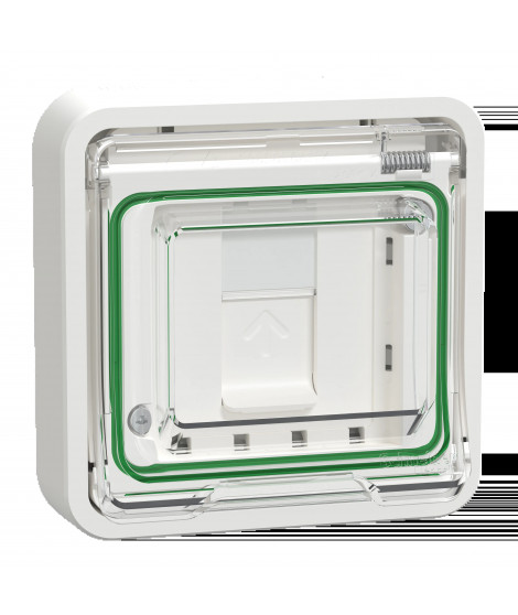 Mureva Styl - Prise RJ45 cat 6A blindé STP FTP - composable - IP55 IK07 - blanc