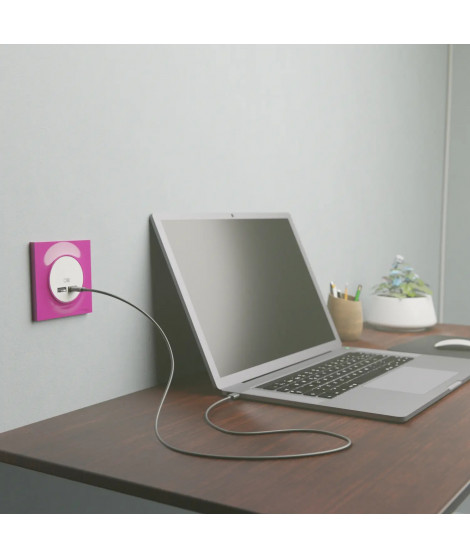 Odace - prise USB double - type A+C - blanc - 5 Vcc - 2