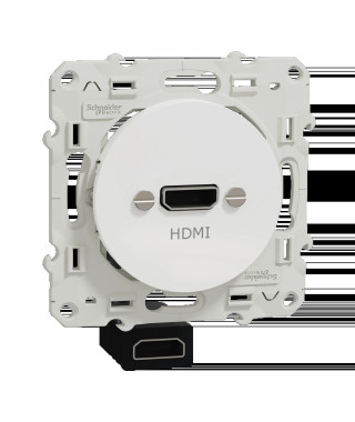 Odace - prise HDMI type A - blanc - prise femelle / câble femelle à l'arrière