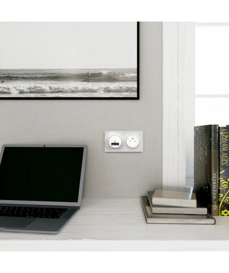 Odace Styl - plaque 2 postes horizontaux ou verticaux entraxe 71mm gris pierre