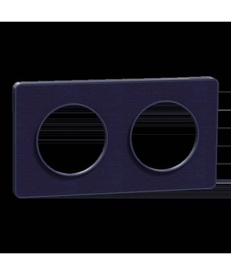 Odace Touch - plaque 2 postes horiz/ver 71mm Kvadrat roi avec liseré bleu cobalt