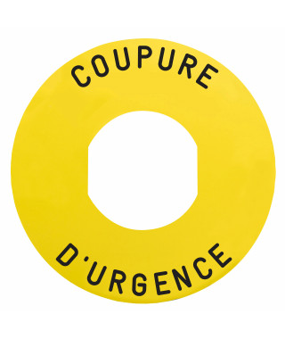Harmony - étiquette plate - jaune - 'COUPURE D'URGENCE' - Ø60