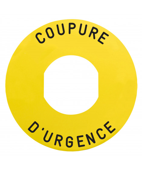 Harmony - étiquette plate - jaune - 'COUPURE D'URGENCE' - Ø60