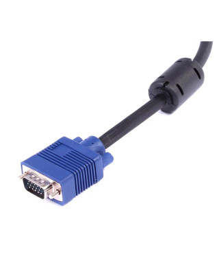 CORDON VGA HAUTE QUALITE HD15 MALE-MALE + FERRITE 10 METRES