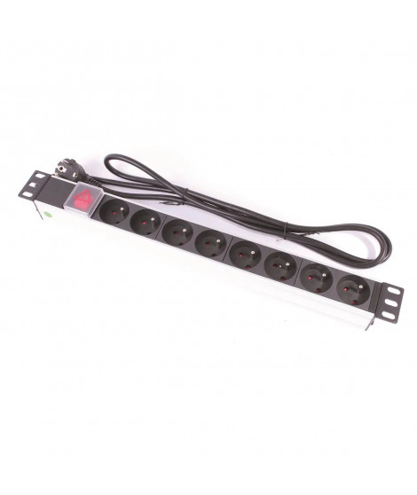 "BANDEAU 19" 8 PRISES AVEC INTER AVEC CABLE 2 METRES"