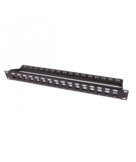 PANNEAU DE BRASSAGE NU 1U 16 PORTS FTP KEYSTONE NOIR