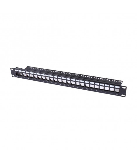 PANNEAU DE BRASSAGE NU 1U 24 PORTS CAT KEYSTONE NOIR