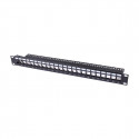 PANNEAU DE BRASSAGE NU 1U 24 PORTS CAT KEYSTONE NOIR