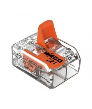 BORNE WAGO 221 MINI 2X6MM² A LEVIER BOITE DE 50