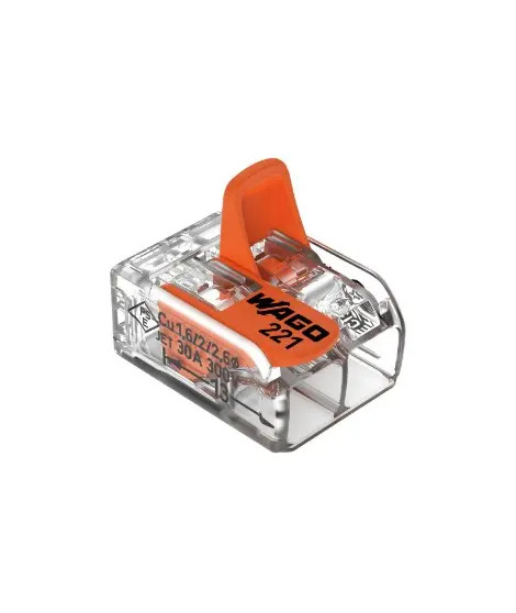 BORNE WAGO 221 MINI 2X6MM² A LEVIER BOITE DE 50