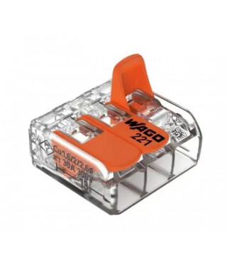 BORNE WAGO 221 MINI 3X6MM² A LEVIER BOITE DE 30