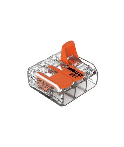 BORNE WAGO 221 MINI 3X6MM² A LEVIER BOITE DE 30