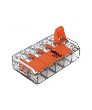BORNE WAGO 221 MINI 5X6MM² A LEVIER BOITE DE 15