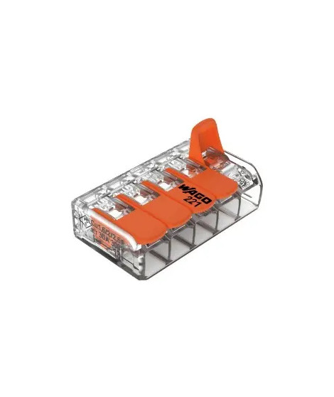 BORNE WAGO 221 MINI 5X6MM² A LEVIER BOITE DE 15