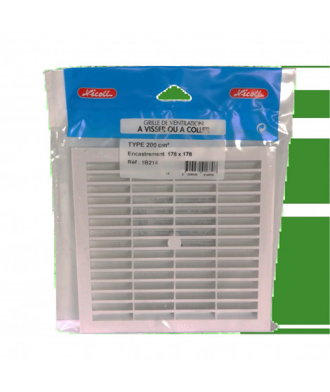 GRILLE CARRE NICOLL BLANC 100 MOUSTIQUAIRE "SOUS SACHET"