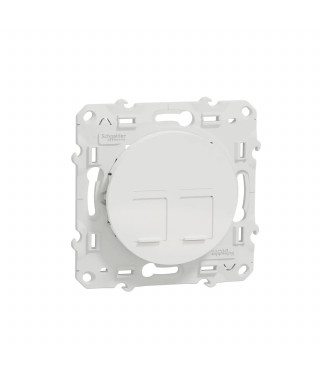 ODACE, PRISE DOUBLE RJ45 BLANC, GRADE 1 (TELEPHONE + INFORMATIQUE) CAT. 6 UTP