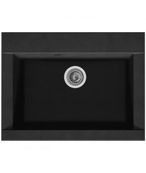 STRADOUR Evier cuisine a encastrer 1 bac sans égouttoir Hexo - Résine - 66 x 50 cm - Noir