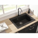 STRADOUR Evier cuisine a encastrer 1 bac sans égouttoir Hexo - Résine - 66 x 50 cm - Noir