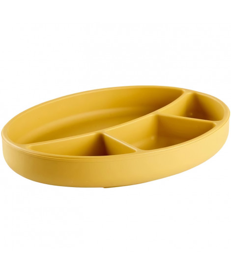 Assiette ventouse - THERMOBABY - Silicone - Jaune Miel - Compartimentée et antidérapante