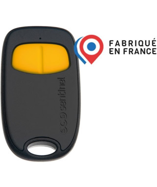 Télécommande 2 canaux - SCS SENTINEL - SimplyControl - Jaune, portée 40m, fréquence 433.92 MHz, pile lithium CR2032 incluse