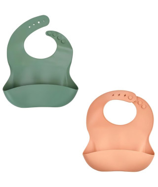 LOT DE 2 BAVOIRS SILICONE 1 VERT CACTUS + 1 PECHE