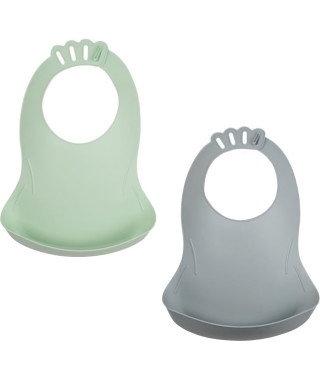 LOT DE 2 BAVOIRS BIBOU VERT CELADON - GRIS CHARME