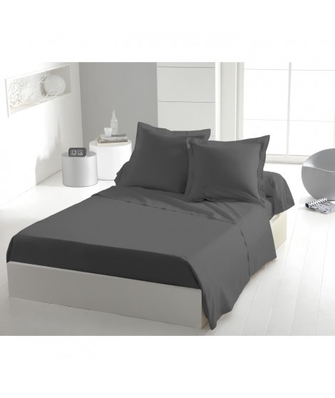 Drap plat - HOME LINGE PASSION - 180 x 290 cm - 1 personne - Anthracite