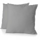 Lot de 2 taies d'oreiller - HOME LINGE PASSION - 63 x 63 cm - Gris clair