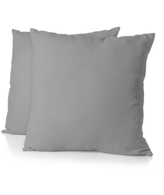 Lot de 2 taies d'oreiller - HOME LINGE PASSION - 63 x 63 cm - Gris clair