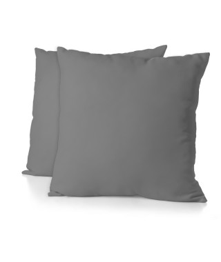 Lot de 2 taies d'oreiller - HOME LINGE PASSION - 63 x 63 cm - Gris anthracite