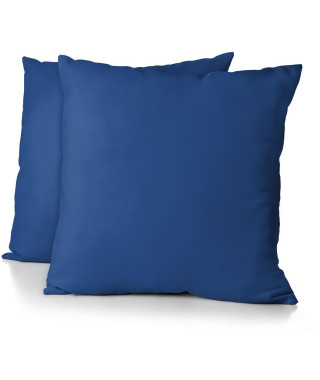 Lot de 2 taies d'oreiller - HOME LINGE PASSION - 63 x 63 cm - Bleu