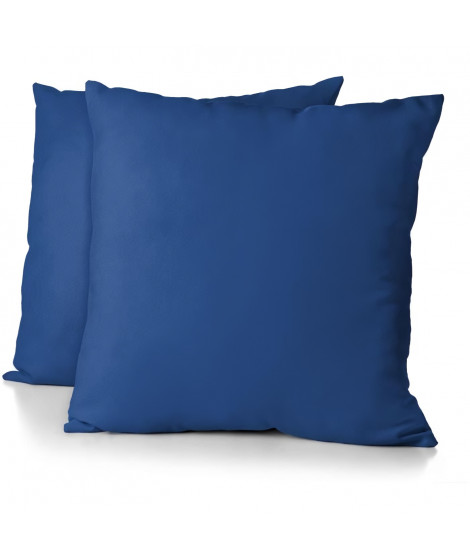 Lot de 2 taies d'oreiller - HOME LINGE PASSION - 63 x 63 cm - Bleu