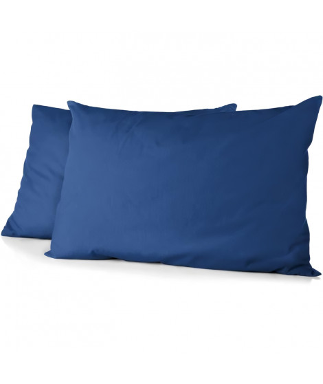 Lot de 2 taies d'oreiller - HOME LINGE PASSION - 50 x 70 cm - Bleu