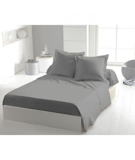 Drap plat - HOME LINGE PASSION - 180 x 290 cm - 1 personne - Gris clair